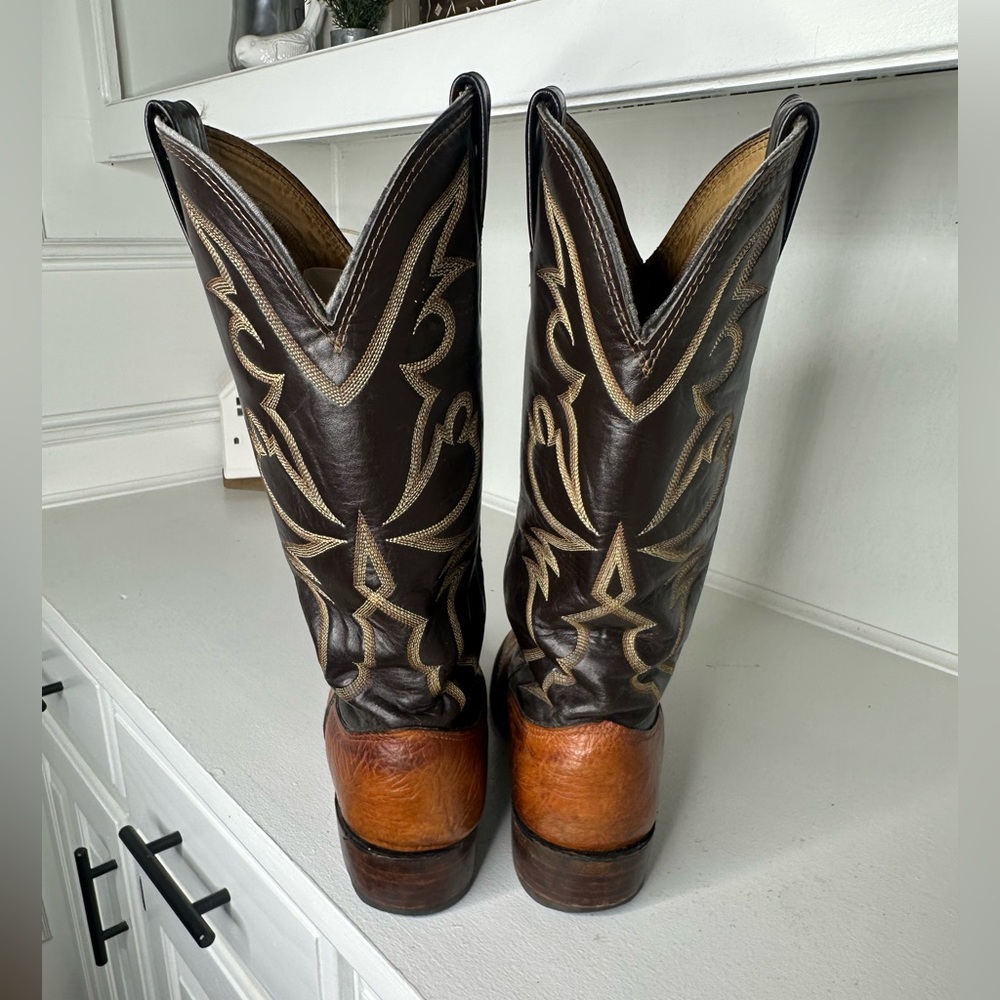 Vintage Larry Mahan Two-Tone Brown Leather Western Cowboy Boots – Women’s 8.5 - Picture 4 of 9